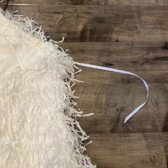 SHO By Tadashi Shoji Elodie Halter Fringe Mini Dress in White sz 12 NWT - Picture 5 of 8